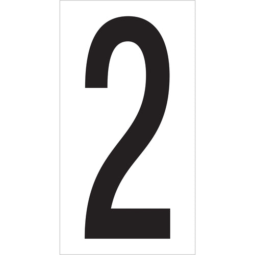 Durable vinyl warehouse number labels with permanent adhesive backing for clear location identification. Each label measures 4