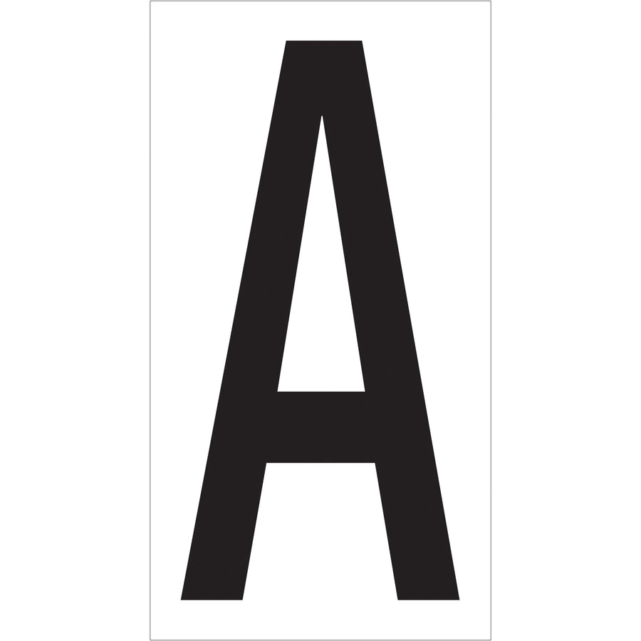 Clearly mark warehouse locations, racks, and inventory with professional-grade 3.5" vinyl letter labels. Black text on white background with permanent adhesive backing ensures labels stay put in high-traffic environments. Each case includes 50 labels (4" x 2.125" format) ready to apply.