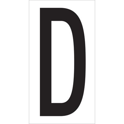 Industrial-strength vinyl warehouse letter labels sized 3.5" with permanent adhesive backing for clear location marking in any environment. Each case contains 50 durable black/white labels (4" x 2.1/8" substrate) designed to withstand warehouse conditions. Ideal for rack labeling, aisle identification, and inventory control systems.