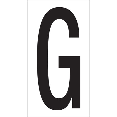 Clear, durable 3.5" G vinyl warehouse letter labels designed for high-traffic warehouse environments. Each label features permanent adhesive backing and measures 4" x 2 1/8" with a bold 3.5" letter size for maximum visibility across racks and storage areas. Case of 50 labels keeps your warehouse organization compliant and inventory-trackable.