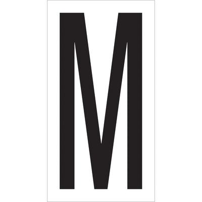 Professional-grade vinyl warehouse letter labels sized 3.5" with permanent adhesive backing for durable rack and bin identification. Pre-cut 4" x 2.1/8" labels ship in cases of 50, ready to apply across your warehouse or distribution center. Black and white color scheme ensures maximum visibility and compliance with standard warehouse organization systems.