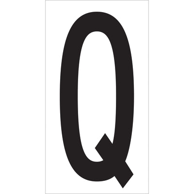 Mark warehouse locations with durable 3.5" Q vinyl letter labels backed by permanent adhesive. Each label measures 4" x 2.1/8" for maximum visibility on racks, bins, and storage areas. Bulk case of 50 labels delivers cost-effective organization for logistics operations.
