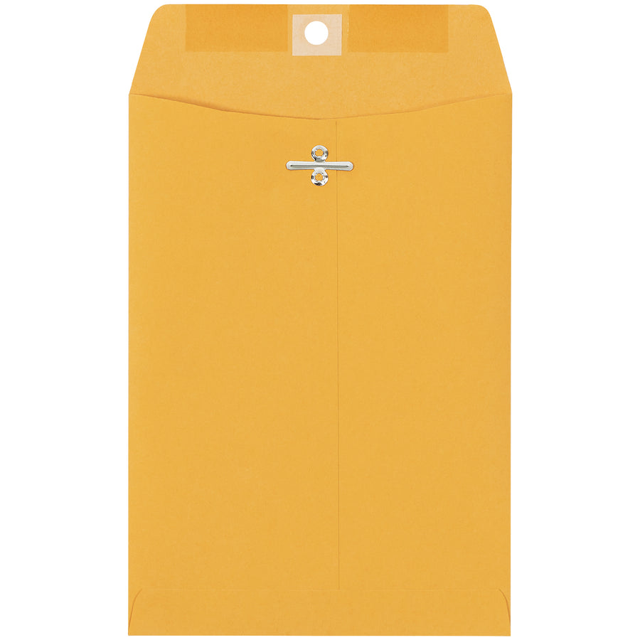 Heavy-duty 6x9 kraft clasp envelopes with reinforced metal clasps for maximum reusability and cost savings. Made from durable 28 lb. woven paper with a gummed flap for a permanent seal. Each case contains 1000 envelopes‚the mailroom standard for businesses shipping documents and packages securely.