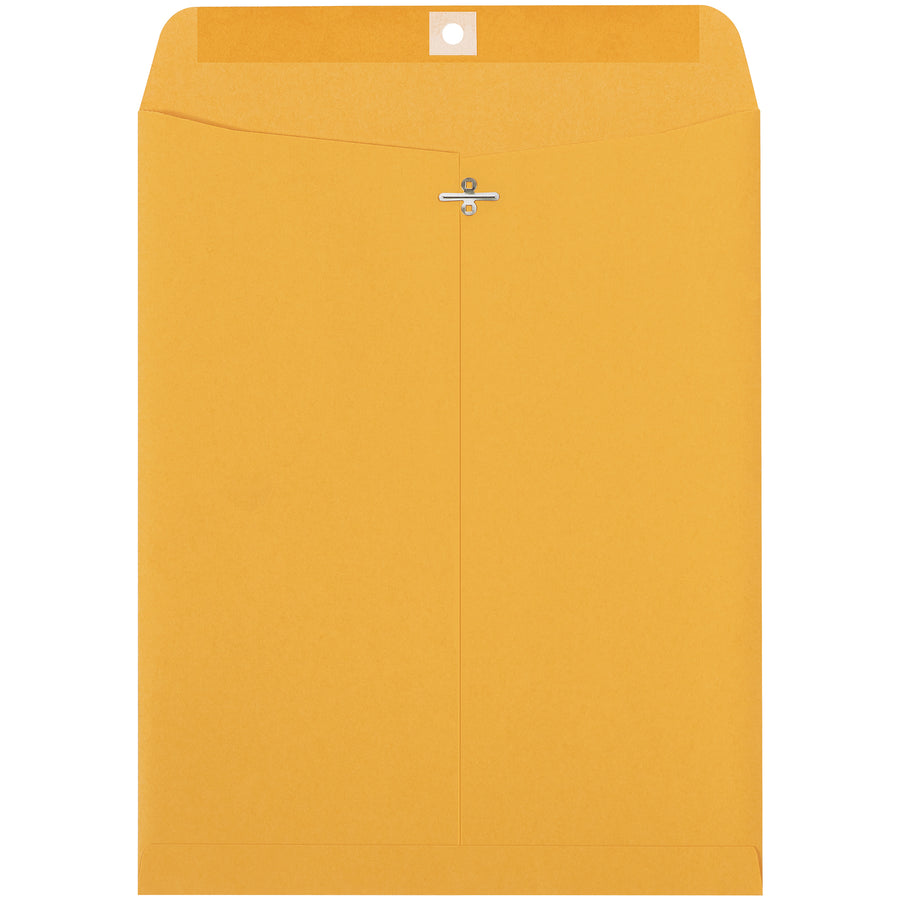 These durable 9.5x12.5" kraft clasp envelopes feature reinforced metal clasps and a secure gummed flap for permanent sealing and multiple reuses. Made from sturdy 28 lb. woven paper to withstand frequent handling and shipping. Get 500 envelopes per case‚the cost-effective solution for mailrooms and industrial operations.