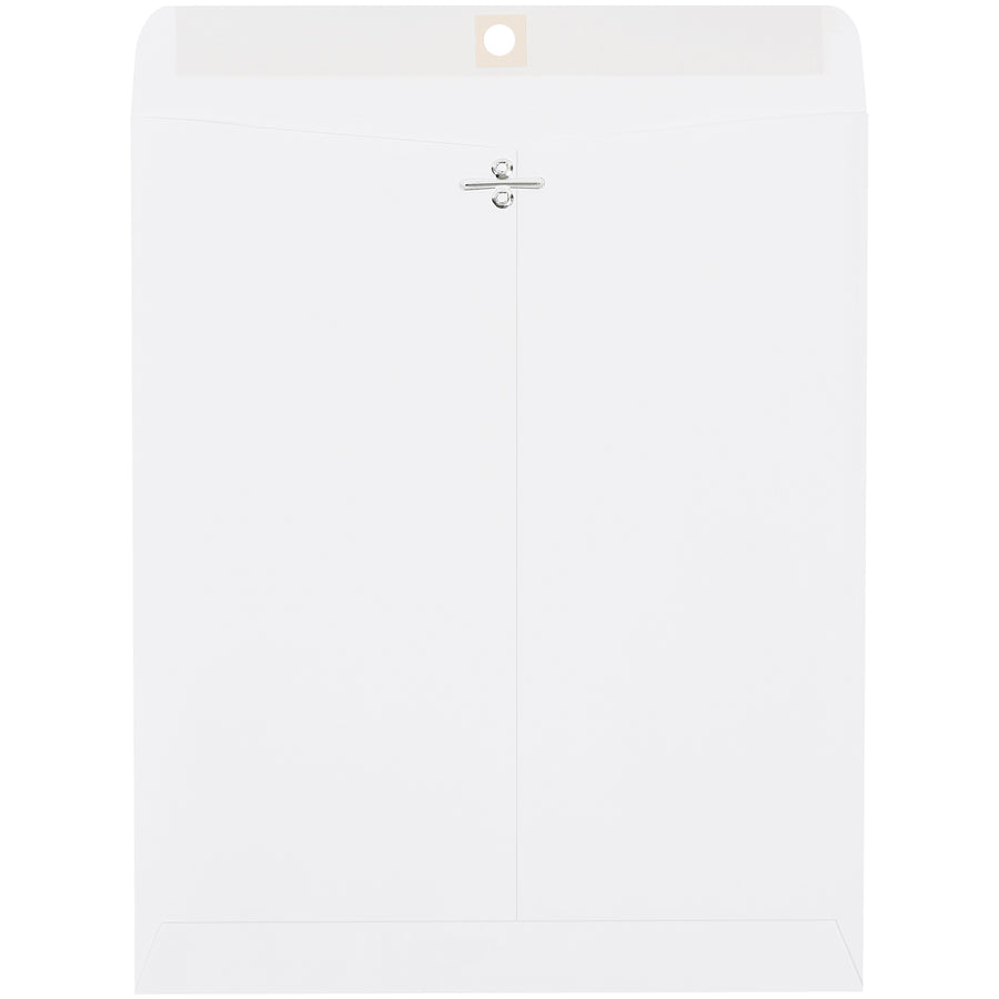 Durable 9x12" white clasp envelopes built from 28 lb. woven paper with reinforced metal clasps for repeated reuse–cutting your packaging costs per shipment. Sold by the case (500 units), these office envelopes feature a secure gummed flap for permanent sealing when needed. Perfect for mailrooms, secure document shipping, and any operation requiring reliable, compliant mailers.