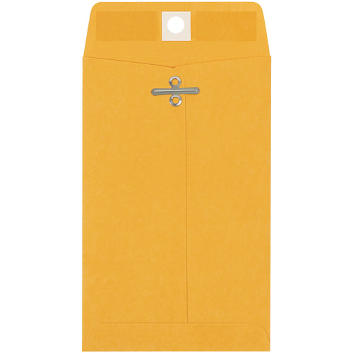 Heavy-duty 28 lb. woven kraft clasp envelopes with reinforced metal clasps for maximum reusability and cost savings. Secure gummed flap design ensures permanent seals for shipping compliance. Bulk case of 1,000 units sized 6 3/8