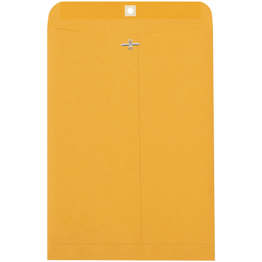 Heavy-duty 28 lb. woven kraft clasp envelopes built for repeated use and secure sealing. Reinforced metal clasps withstand rough handling and multiple ship cycles. Dimensions 9.25" x 14.5", sold by the case (500 count)‚the economical choice for high-volume mailrooms and industrial shipping.