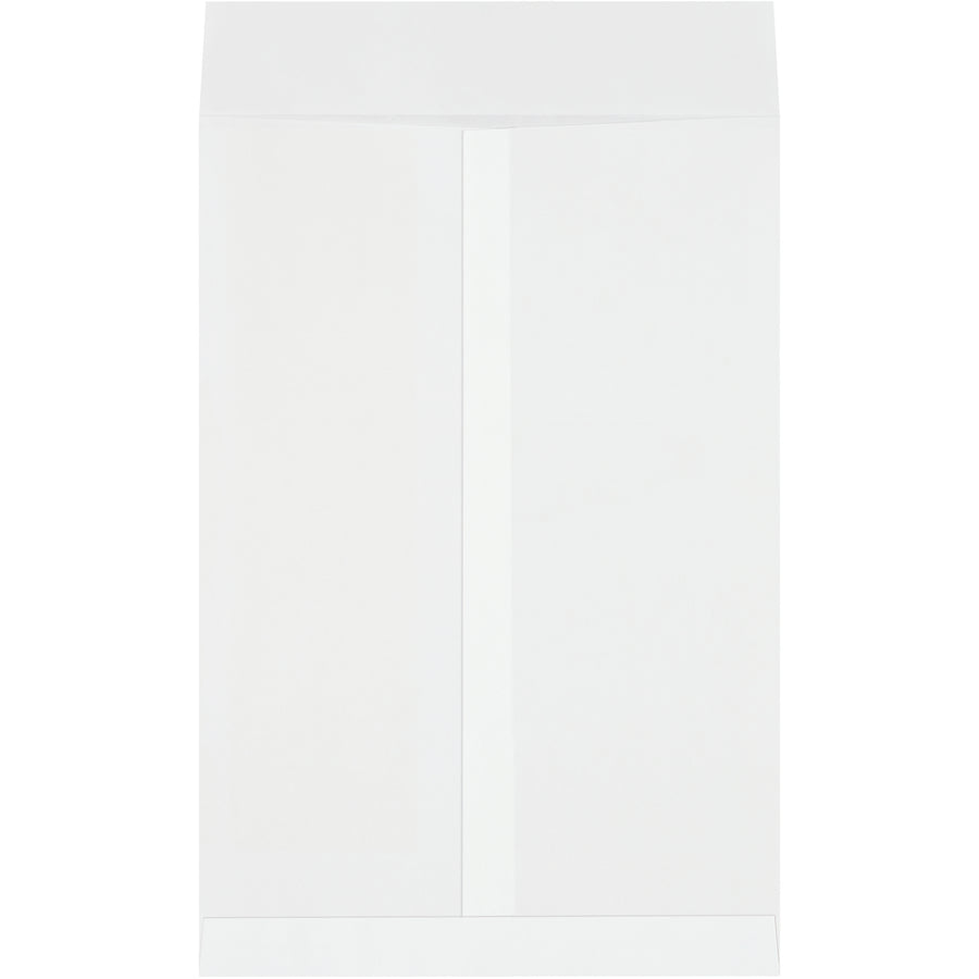Oversized white jumbo envelopes designed for large printed items, documents, and flat storage needs. 28 lb. paper stock construction with ungummed flaps for cost-effective reuse. Bulk case of 250 envelopes keeps your mailroom stocked and compliant.