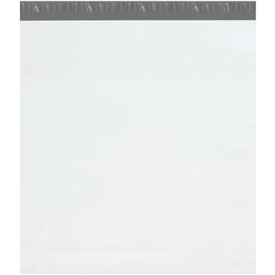 Professional-grade 26x28x5" expansion poly mailers with self-seal closure and gusseted bottom for books, binders, and catalogs. 2.5 mil white polyethylene resists punctures, moisture, and tears while maintaining strong seams even when overpacked. Sold in cases of 100.