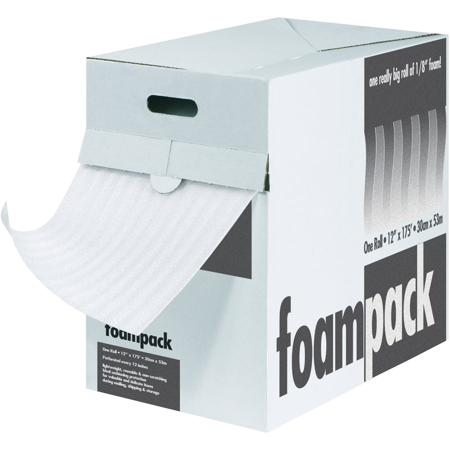 Professional-grade air foam cushioning in a convenient 175' dispenser roll for high-volume shippers. Cross-perforated at 12" intervals for fast tear-off and minimal waste. Lightweight polyethylene foam keeps fragile items protected while reducing shipping weight and costs.