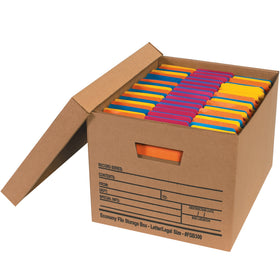Store your document files efficiently with these 15x12x10 economy corrugated file storage boxes. Pre-printed on two sides for quick content identification, these kraft boxes fold together instantly without tape or glue. Each case includes 12 boxes–ideal for businesses managing large volumes of filing supplies.