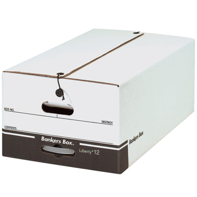 Secure your legal-size files with BANKERS BOX® String & Button File Storage Boxes (24" x 15" x 10.5"). Built from durable 250# single-wall corrugated with pre-printed labeling areas and reliable string-button closure that keeps contents protected even if boxes overturn. Sold in convenient case quantities of 12.
