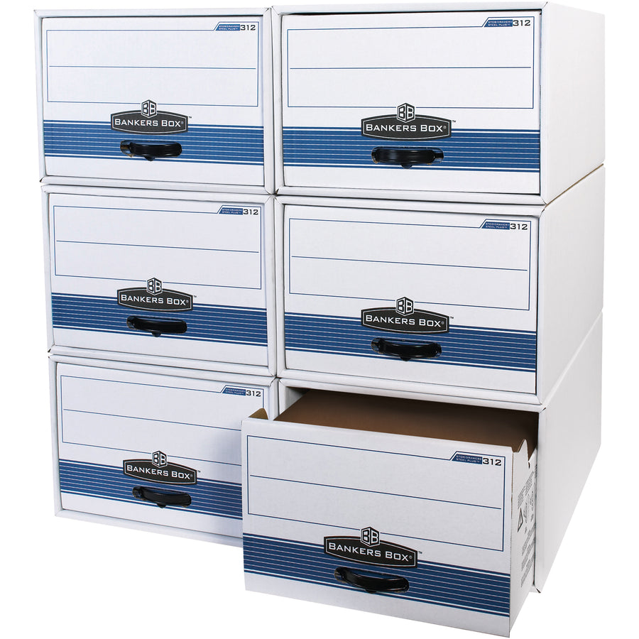 Transform your filing workflow with STOR/DRAWER® STEEL PLUS™ file storage drawers. These 24x15x10" corrugated boxes feature a reinforced steel support frame that stacks up to 5 high, creating an instant file cabinet while maximizing floor space. Sold as a case of 6.