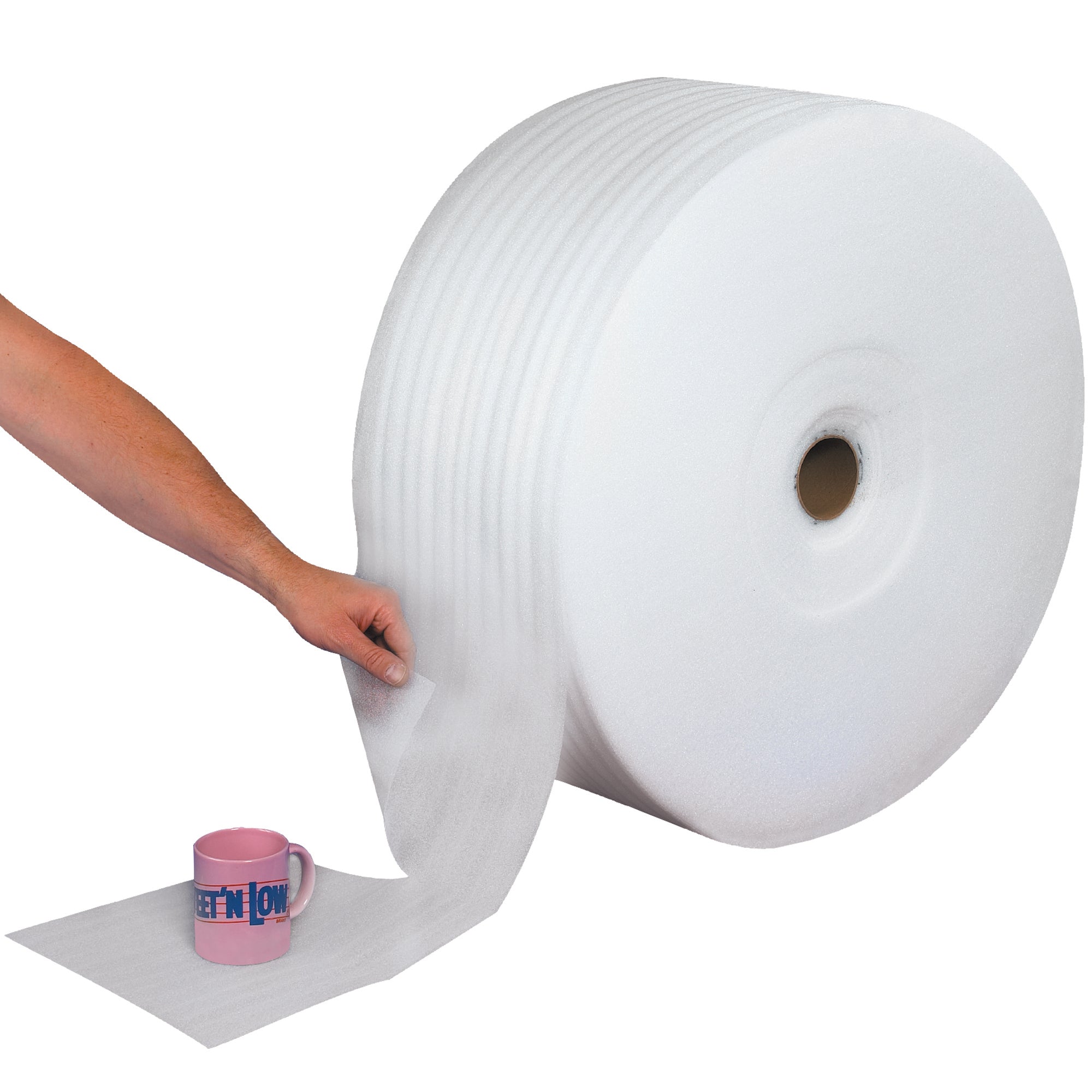 Protect precision goods with 350 feet of cross-perforated air foam cushioning. Tear-off every 12" for zero waste and maximum convenience. Lightweight polyethylene construction absorbs shock, prevents marks, and resists moisture–perfect for UPSable parcels.