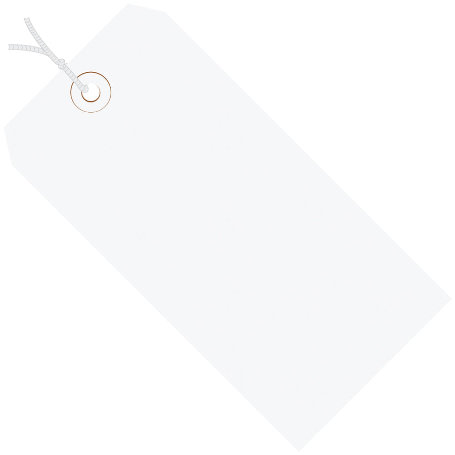 Professional-grade white shipping tags designed for efficient item coding and tracking. Pre-strung with 12" unpolished cotton and reinforced 3/16" eyelets for tear resistance. Get 1,000 tags per case–the durable, cost-effective solution for high-volume shipping operations.