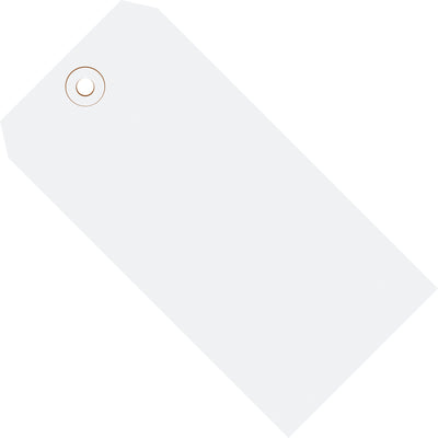 Heavy-duty 13 point cardstock shipping tags built for professional logistics operations. Each 3 3/4" x 1 7/8" tag features a reinforced 3/16" tear-resistant eyelet for secure attachment with string or wire. Case of 1000 tags delivers reliable inventory coding and shipment tracking at competitive bulk pricing.