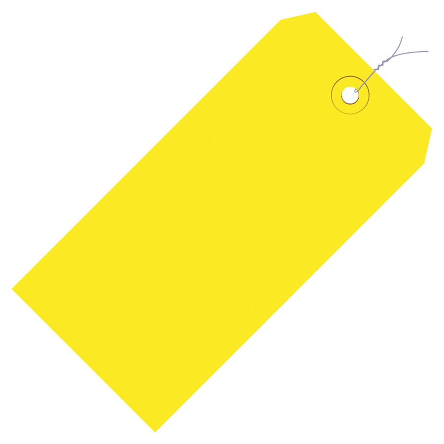 4.25x2.13 13 Pt Yellow Shipping Tags Pre-Wired 1000/Case G11043C - alias listing