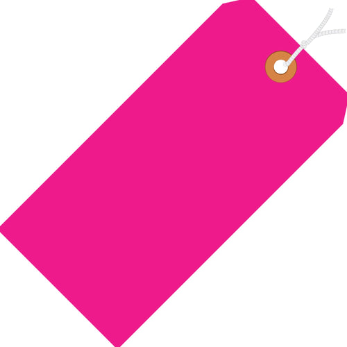 2 3/4 x 1 3/8 in 13 Pt Fluorescent Pink Pre-Strung Shipping Tags 1000/Case G12012E - alias listing