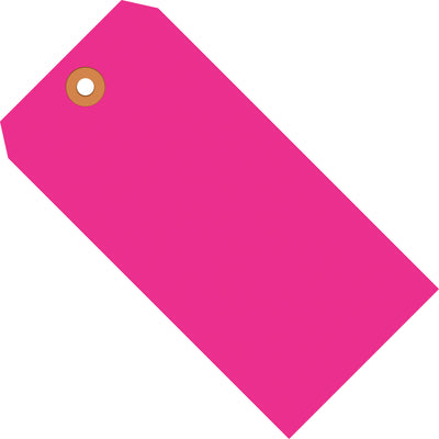 High-visibility fluorescent pink shipping tags that demand immediate attention on packages and pallets. Made from durable 13 point cardstock with reinforced 3/16" eyelets, these 3.25 x 1.625" tags won't tear during handling. Sold by the case (1000 tags) and available plain, pre-strung, or pre-wired to streamline your shipping operations.