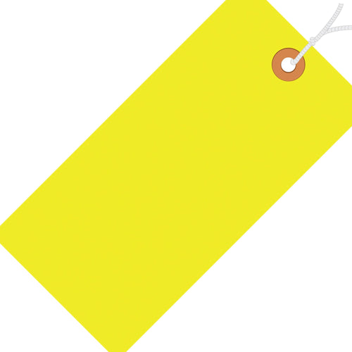 3.25x1.625 13 Pt Fluorescent Yellow Shipping Tags Pre-Strung 1000/Case G12022A - alias listing