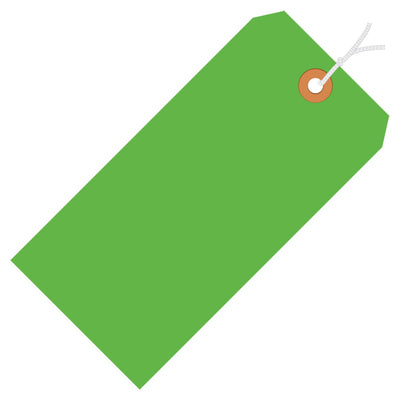 3 3/4 x 1 7/8 in 13 Pt Fluorescent Green Pre-Strung Shipping Tags 1000/Case G12032B - alias listing