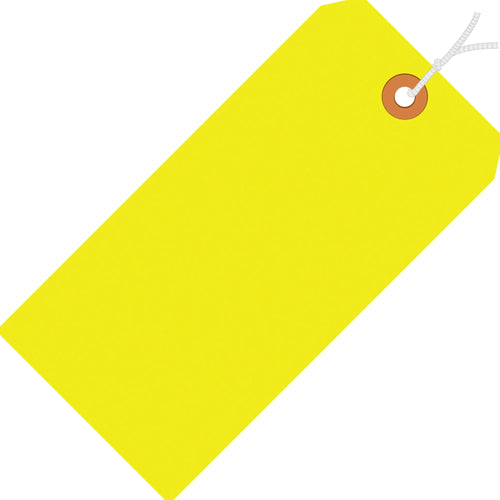 4.25x2.13 13 Pt Fluorescent Yellow Shipping Tags Pre-Strung 1000/Case G12042A - alias listing
