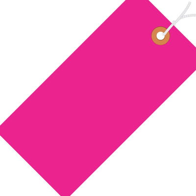 4 1/4 x 2 1/8 in 13 Pt Fluorescent Pink Pre-Strung Shipping Tags 1000/Case G12042E - alias listing