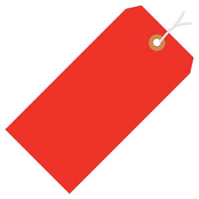 4 3/4 x 2 3/8 in 13 Pt Fluorescent Red Shipping Tags Pre-Strung 1000/Case G12052C - alias listing