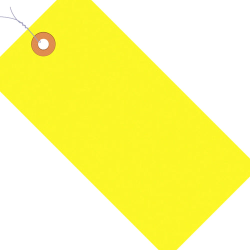 4 3/4 x 2 3/8 in 13 Pt Fluorescent Yellow Pre-Wired Shipping Tags 1000/Case G12053A - alias listing
