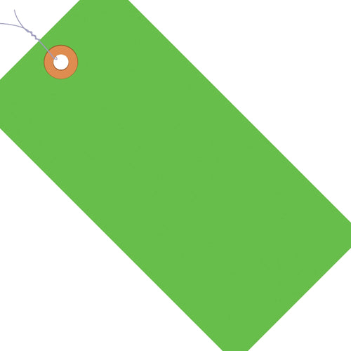4 3/4 x 2 3/8 in 13 Pt Fluorescent Green Pre-Wired Shipping Tags 1000/Case G12053B - alias listing