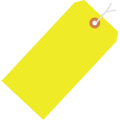 5 1/4 x 2 5/8 in 13 Pt Fluorescent Yellow Pre-Strung Shipping Tags 1000/Case G12062A - alias listing