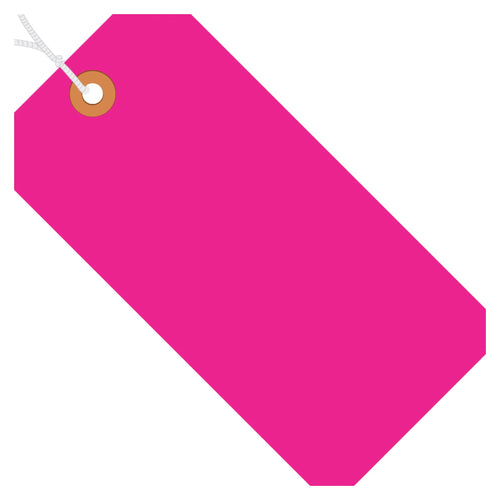 5 1/4 x 2 5/8 in 13 Pt Fluorescent Pink Pre-Strung Shipping Tags 1000/Case G12062E - alias listing
