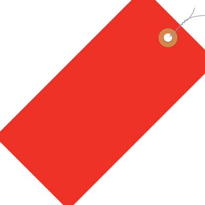 5 1/4 x 2 5/8 in 13 Pt Fluorescent Red Pre-Wired Shipping Tags 1000/Case G12063C - alias listing