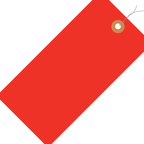5 1/4 x 2 5/8 in 13 Pt Fluorescent Red Pre-Wired Shipping Tags 1000/Case G12063C - alias listing