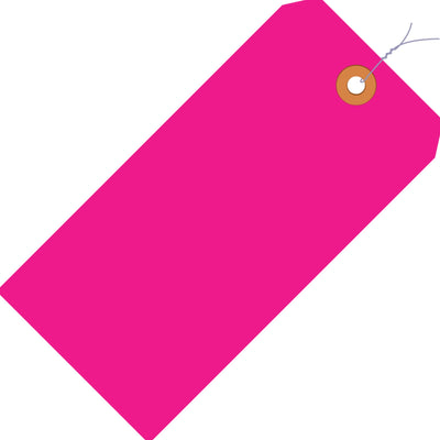 5 1/4 x 2 5/8 in 13 Pt Fluorescent Pink Pre-Wired Shipping Tags 1000/Case G12063E - alias listing
