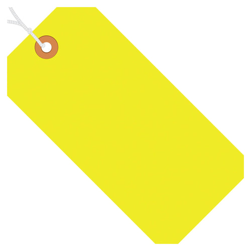 5 3/4 x 2 7/8 in 13 Pt Fluorescent Yellow Pre-Strung Shipping Tags 1000/Case G12072A - alias listing