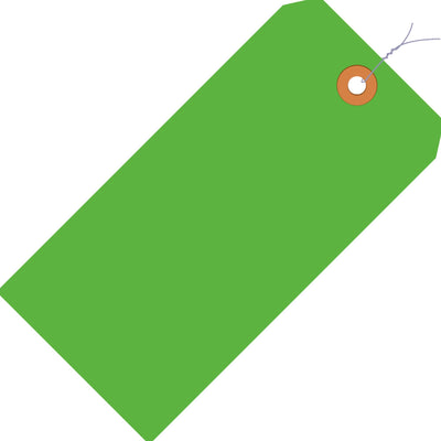 5 3/4 x 2 7/8 in 13 Pt Fluorescent Green Pre-Wired Shipping Tags 1000/Case G12073B - alias listing