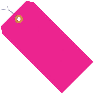 Get instant visibility on every package with these bright fluorescent pink shipping tags. Pre-wired with 12" of 26 gauge wire and featuring a tear-resistant 3/16" reinforced eyelet, these 5 3/4" x 2 7/8" tags are built to withstand rough handling. Order by the case of 1000 and ensure compliance-ready labeling.