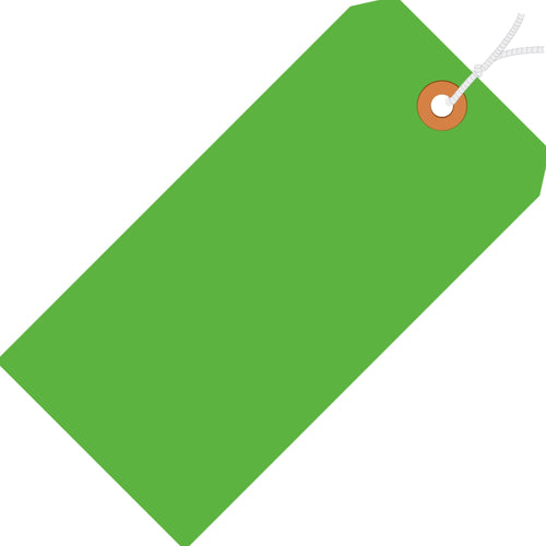 6 1/4 x 3 1/8 in 13 Pt Fluorescent Green Pre-Strung Shipping Tags 1000/Case G12082B - alias listing