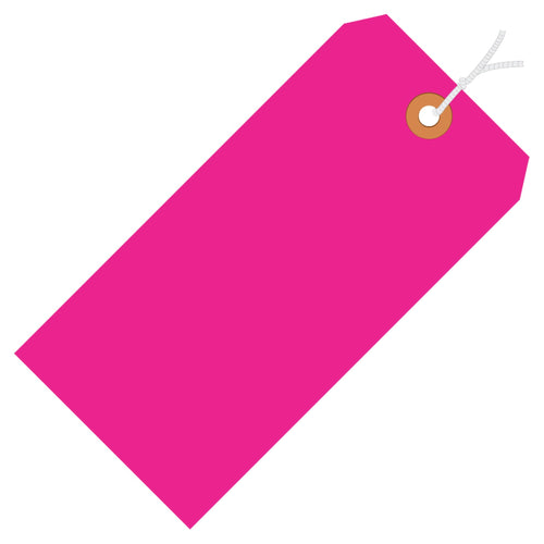 6.25x3.13 13 Pt Fluorescent Pink Shipping Tags Pre-Strung 1000/Case G12082E - alias listing