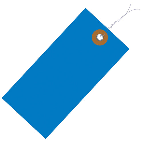 2 3/4 x 1 3/8 in Blue Tyvek Pre-Wired Shipping Tags 100/Case G14013A - alias listing