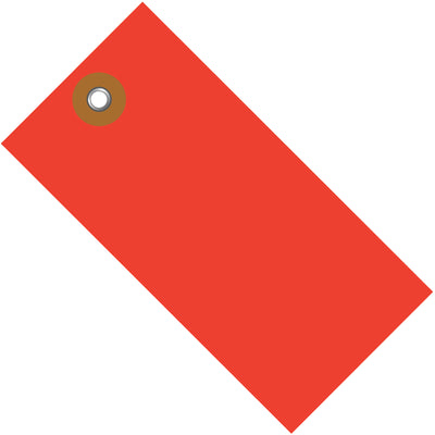 Vibrant red Tyvek shipping tags combine durability with visibility for efficient shipment identification. Made from tear, moisture, and mildew-resistant spunbonded olefin with a 3/16" metal eyelet for secure string or wire attachment. Order 100 tags per case and streamline your warehouse operations today.