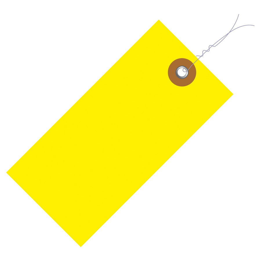 4.25x2.13 Yellow Tyvek Pre-Wired Shipping Tags 100/Case G14043B - alias listing