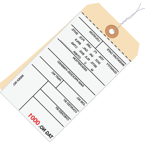 6 1/4 x 3 1/8 in #8 2-Part Carbonless Inventory Tags Pre-Wired 500/Case G15053 - alias listing