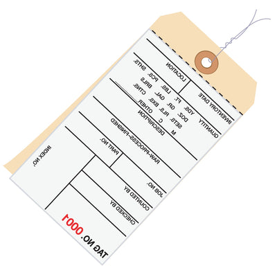 6 1/4 x 3 1/8 in #8 2-Part Carbonless Inventory Tags Pre-Wired 500/Case G15113 - alias listing