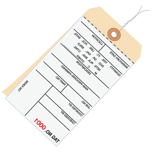 6 1/4 x 3 1/8 in #8 2-Part Carbonless Inventory Tags Pre-Wired 500/Case G15113 - alias listing