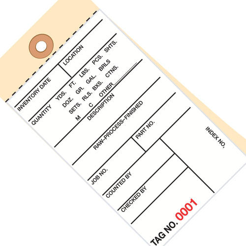 6 1/4 x 3 1/8 in #8 2-Part Carbonless Inventory Tags 500/Case G15121 - alias listing