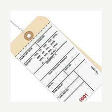 6.25x3.12 Inventory Tags 2 Part Carbonless #8 Pre-Wired 8500-8999