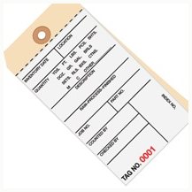 6.25x3.12 Inventory Tags 2 Part Carbonless #8 9000-9499 500/Case