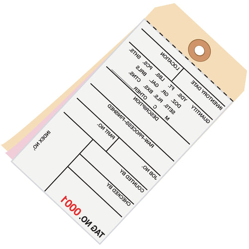 6 1/4 x 3 1/8 in #8 3-Part Carbonless Inventory Tags 500/Case G16021 - alias listing